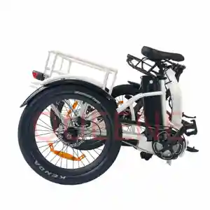 QUEENE/ 48V500W bicicleta plegable tres ruedas triciclo eléctrico 20 pulgadas FAT neumático bicicleta de carga eléctrica