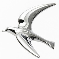Statue d'art moderne en acier inoxydable, sculpture d'oiseau avec anneau argenté et miroir circulaire, pour projets commerciaux et halls d'hôtel, vente en gros