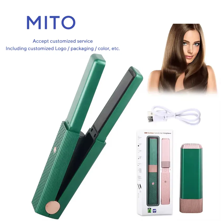 Professional Ceramic Flat Iron Glider Mini Wireless Hair Straightener Brush Electric Power Source Straightener Brush Hair