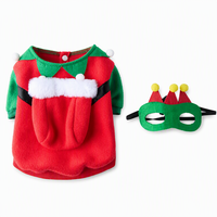 Kostum Natal Elf MEIQIPETBABY untuk Hewan Peliharaan, Set 2 Potong, Sweater Anjing Kucing dengan Kantong Hadiah dan Penutup Mata, Ukuran S-XL