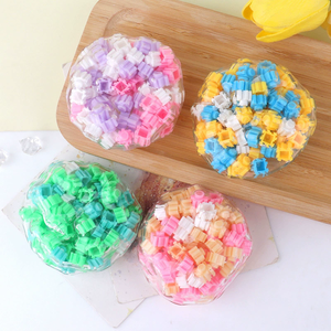 Hot Selling Slow Rebound Plastic Building <b>Block</b> Ball Toy Burst Noisy Slime Hand Ball Decompression Soft Squeeze Toys Kids - Product Image 2