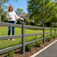 Clôture moderne en aluminium à 3 rails de style ranch, clôture en aluminium avec poteaux et barreaux, et grillage à mailles losangées pour maison rurale australienne
