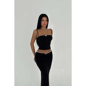 Costume formel noir avec jupe à boutons - Product Image 4