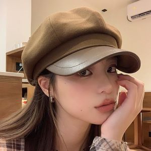Béret polyvalent en PU de style coréen pour femme, automne/hiver, octogonal, flatteur pour le visage, décontracté, vintage, style britannique, casquette de gavroche, casquette de <span class=keywords><strong>peintre</strong></span> - Product Image 2
