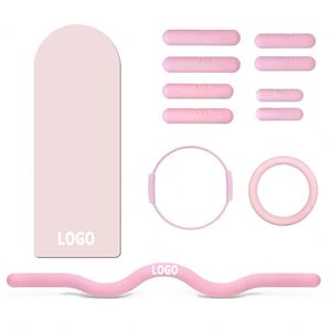 Juego de colchoneta de Pilates con bandas de resistencia y pesas, accesorios de yoga plegables antideslizantes de color rosa, uso universal - Product Image 1