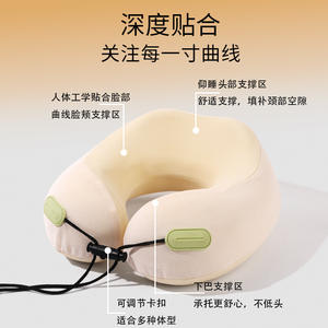 Almohada de espuma viscoelástica en forma de U para el cuello, color negro, gris, amarillo, morado, almohada de viaje portátil para avión, tren de alta velocidad, ayuda para dormir para adultos - Product Image 3