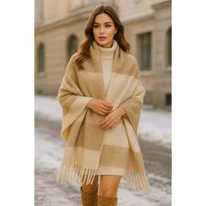 Ethnic Soft and Loose <b>Black</b> Thick Tasseled <b>Shawl</b> for Cold Weather Sal1257 - Product Image 4