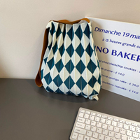 Große Kapazität Reise-Strickhandtasche Plissierte Tragetasche mit Kordelzug Erweiterbare Faltbare Damen-Schultertasche