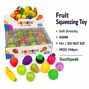ของเล่นบีบยืดหยุ่นรูปผลไ<span class=keywords><strong>ม</strong></span>้ Southpeak ของเล่นบีบคลายเครียด <span class=keywords><strong>ASMR</strong></span> ของเล่นเสริมพัฒนาการทางประสาทสัมผัส 14+ แบบ คละสไตล์ MOQ144 ขายส่ง WS - Product Image 1