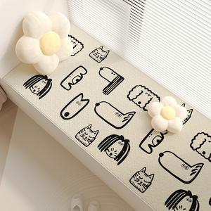 Coussin de siège de fenêtre Meow Meow's Trip Cartoon Cat, blanc et noir, en coton doux, 1 pièce, pour chambre à coucher, balcon, chambre d'enfant - Product Image 3