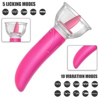 Vibromasseur double tête pour clitoris et point G, jouet sexuel pour femmes, avec fonction de léchage de langue et de massage des seins