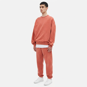 100% coton 400 GSM lavé français éponge goutte épaule recadrée Vintage sweat à col rond chaud - Product Image 1