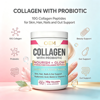 Collagène avec probiotiques, peptides hydrolysés de bœuf nourri à l'herbe, acide hyaluronique, biotine, poudre de beauté pour adultes 275g