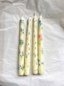 Garden Blossom Handcrafted Soy & Paraffin Wax Smokeless Taper <b>Candle</b> <b>Set</b> of 4 for Christmas Easter Winter Celebrations - Product Image 2