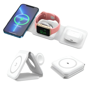 แท่นชาร์จไร้สายแม่เหล็ก 3 in 1 แบบพับได้ พกพาสะดวก ชาร์จเร็ว สำหรับอุปกรณ์มือถือ - Product Image 1