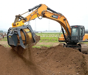 Bécher rotatif pour la séparation du sol, des pierres, du compost, des roches et du gravier avec maille interchangeable - Product Image 6