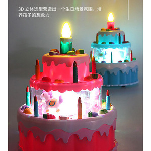 Juguete de Pastel Eléctrico de Imitación con Luces, Música y Velas que se Apagan, para Niños de 4 a 6 Años, de Plástico, Unisex, Juego de Roles - Product Image 2