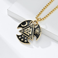 Collier Pendentif Viking Odin Noeud Triangle Acier Titane Valknut Mythologie Nordique Vintage Bijou Homme Gros Usine Cadeau