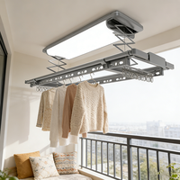 Şık Minimalist Akıllı Elektrikli Isıtmalı LED Tavan Tipi Katlanabilir Çamaşır Askılığı, Modern Ev Balkonları için Sesli Kontrol Özellikli