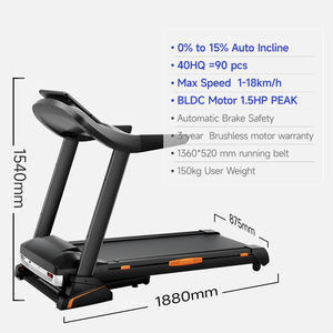 <span class=keywords><strong>Tapis</strong></span> roulant électrique <span class=keywords><strong>pliable</strong></span> avec moteur 1,5 CV, écran LED, inclinaison automatique <span class=keywords><strong>de</strong></span> 0% à 15%, multifonction, 520*1360 mm - Product Image 3
