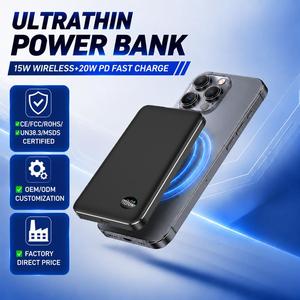 <span class=keywords><strong>Batterie</strong></span> <span class=keywords><strong>externe</strong></span> ultra-fine à charge magnétique sans fil 5000mAh 10000mAh PD20W Charge rapide - Product Image 1