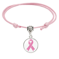 Sensibilisation au cancer du sein ruban rose Bracelet breloque Bracelet en argent cadeau pour le mois de la sensibilisation au cancer