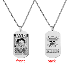 Collier avec plaque de recherche en acier inoxydable, gravure <span class=keywords><strong>laser</strong></span> double face, motif pirates de chapeau de paille anime, 49 couleurs, haute qualité, inaltérable - Product Image 6