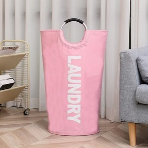 Large 90L/38*79CM Aluminum Ring Laundry Basket Double Fabric Padded Collapsible <strong>Storage</strong> <strong>Hamper</strong> for Room Bathroom Foldable - Product Image 6