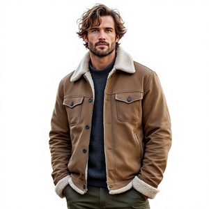 Veste en cuir marron en peau de mouton, sur mesure, qualité supérieure pour l'exportation, avec doublure en fourrure pour l'hiver. - Product Image 6