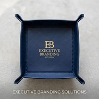 Plateau de bureau en cuir texturé Nappa avec logo en feuille d'or, organiseur de papeterie sur mesure pour cadeaux d'entreprise et bureaux