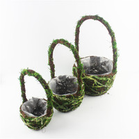 Meilleure vente moderne mousse vert fleur Pots de plantes de haute qualité en vrac maison jardin décoration paniers-cadeaux extérieur suspendu