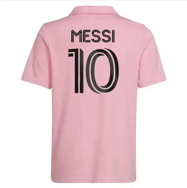 Anpassung Messi Fußball hemden Miami Jersey Fußball Thailand Qualität schwarz rosa Messi Fußball trikot Herren Tops Shirts