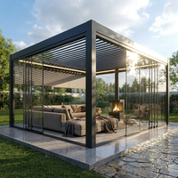 Pergola en aluminium avec certification LEED, design écologique pour l'ombrage extérieur, pergola électrique à lames orientables en aluminium