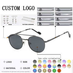 แว่นกันแดดนักบินทรงกลมแบบ unisex กรอบโลหะเต็มกรอบ เลนส์สีเทาเข้ม ป้องกันรังสียูวี 400 ป้องกันแสงแดดสำหรับผู้ใหญ่ - Product Image 2