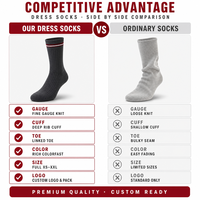 Lot de chaussettes habillées pour hommes en coton, chaussettes de bureau formelles fines de qualité supérieure avec revers à logo, chaussettes personnalisées