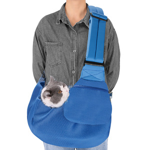 Sac de poitrine pour animaux de compagnie, sac à bandoulière en maille respirante pour chats et chiens, bleu - Product Image 1