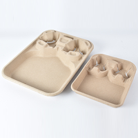 Emballage jetable à emporter de quatre tasses pour les boissons de pulpe de café de thé au lait Plaque de base de plateau durable faite estampage de papier durable