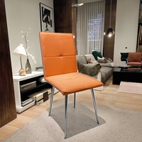 Chaise de salon en PU orange, style moderne, design en grille, dossier confortable, rembourrée, pour salon, chambre à coucher, hôtel