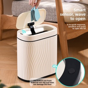 新型プラスチック製スマートタッチパッド付きエコフレンドリー収納バケツ 家庭用自動センサー蓋付き リビングルーム キッチン カスタムパターン - Product Image 4