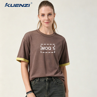 T-shirt pour femme Kuenzi Cool Feeling personnalisé à manches courtes, 40% polyester, 60% coton, 230GSM, poids lourd, couleurs contrastées