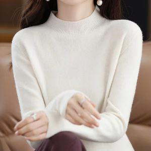 <span class=keywords><strong>Jersey</strong></span> de lana 100% informal de inspiración coreana para <span class=keywords><strong>mujer</strong></span>, cárdigan de punto de medio <span class=keywords><strong>cuello</strong></span> <span class=keywords><strong>alto</strong></span> adelgazante, suéter estampado de otoño, tamaño libre - Product Image 5