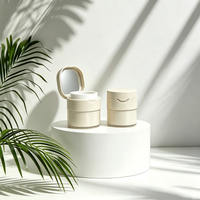 Pot pompe sans air rechargeable en plastique PP, blanc, avec couvercle miroir, pour crème visage, beurre corporel, lotion, personnalisable avec logo