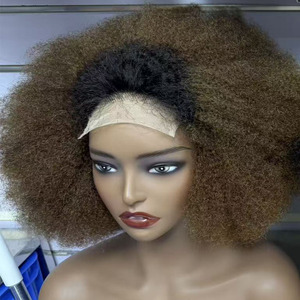 Letsfly 51$ Promotion 4x4 Closure Afro Curly <b>Wigs</b> 10in Transparent Lace 230g Full High Quality Natural Black & 1BT4 Color - Product Image 2