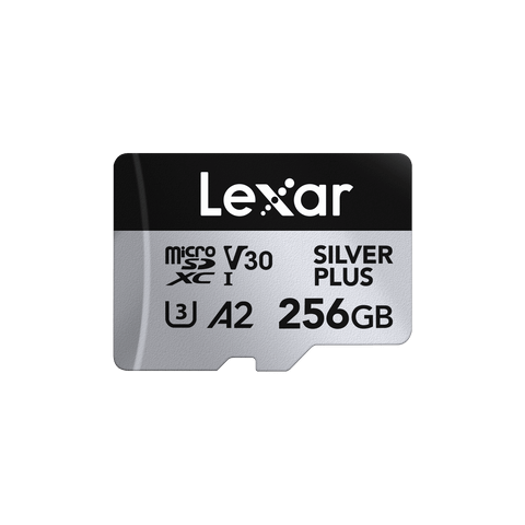 Lexar Silver Plus 256GB MicroSDXC UHS-I U3/A2 V30 205MB/s Read 150MB/s Write High-Speed Flash Card for Mavic 4 Pro Drone