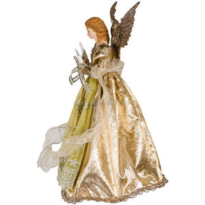 Conjunto de Presente de Ornamento de Árvore de Natal com Luz de Candeia de Anjo Pintado à Mão em LED Dourado de 30 cm com Tecido Plush e Materiais Plásticos - Product Image 3