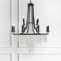Lustre moderne de luxe à plusieurs niveaux en cristal et fer, éclairage suspendu personnalisé pour salon, villa, hôtel, luminaire décoratif