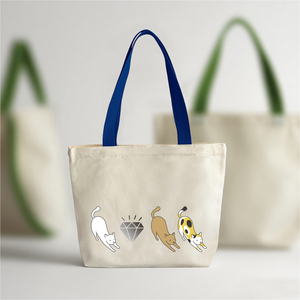 Customizable Eco-friendly Reusable Small Natural Cotton Canvas Kids <b>Tote</b> Bag with Zipper Closure Portable <b>Travel</b> Design - Product Image 2