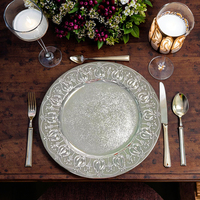Assiettes de présentation en plastique réutilisables de luxe de style européen, bordure dorée, durables, 13 pouces, design moderne, pour mariages, fêtes à domicile et hôtels