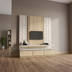 Mueble para TV Arion HPL, Diseño Moderno y Sencillo, Natural, para Sala de Estar, Hogar, Hotel, Mueble de Madera para Equipos Multimedia - Product Image 4