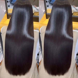 Extensions de cheveux brésiliens de qualité supérieure, tissage vierge Remy droit, 22 pouces, fermeture premium, double trame, en vente - Product Image 3